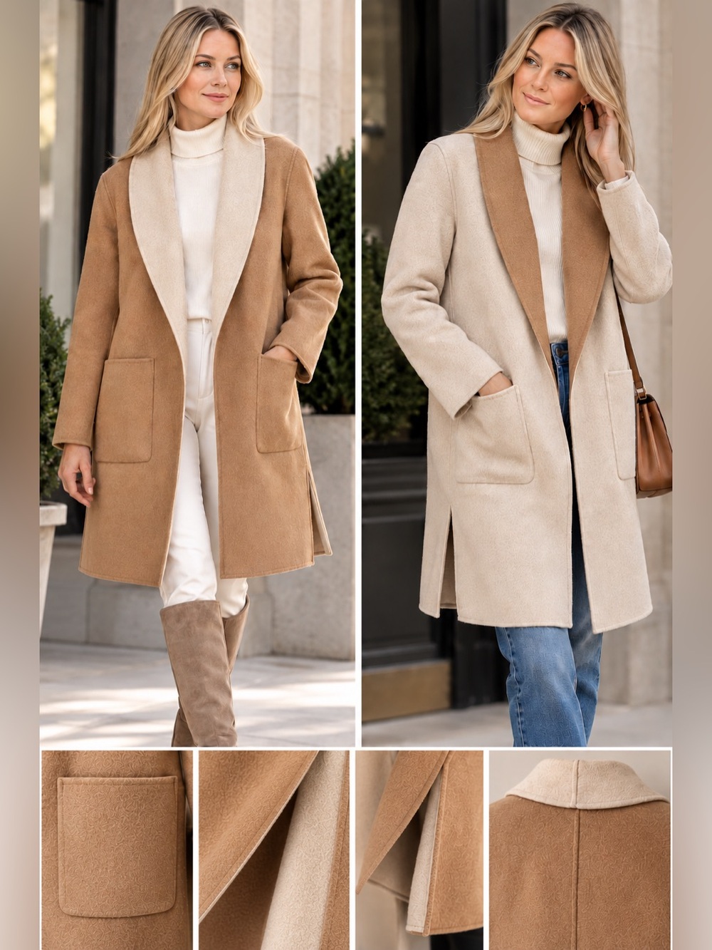 Banana Republic Double-Face Reversible Wool Coat Size S